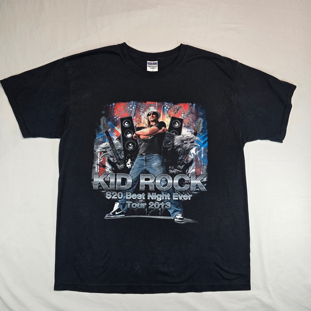 Kid Rock Best Night Ever Tour 2013 T-Shirt XL Jerzees Black ZZ Top Uncle Kracker
